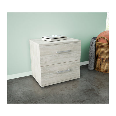 Q.TA' 1 KIT COMODINO 2 CASSETTI 48X36X41 CM BIANCO VEN.K083