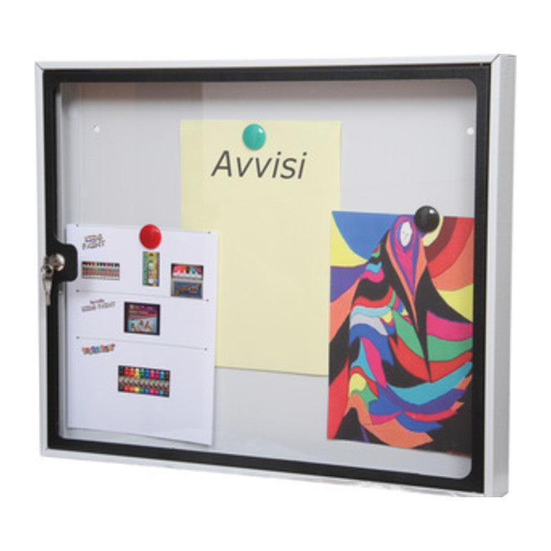 Q.TA' 1 BACHECA FONDO MAGNETICO 58X6X48 CM SILVER NERO