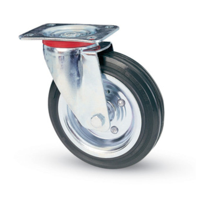 Q.TA' 1 RUOTA INDUSTRIALE D 100 MM GOMMA 80 PIASTRA GIR