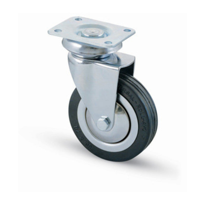 Q.TA' 1 RUOTA CARRELLO D 80 MM GOMMA 155 PIASTRA