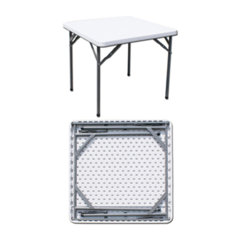 Q.TA' 1 C TAVOLO IN ACCIAIO E HDPE PIEGHEVOLE 87X87XH74CM BIANCO