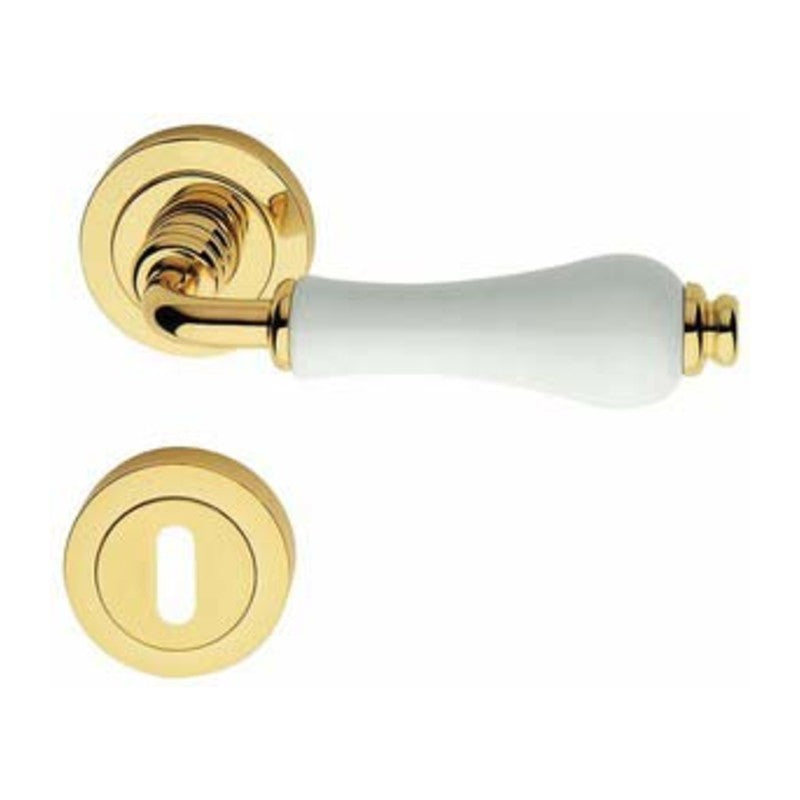 Q.TA' 1 MANIGLIA OTTONE DALIA C/BOCCHETTA CERAM LUC BIA