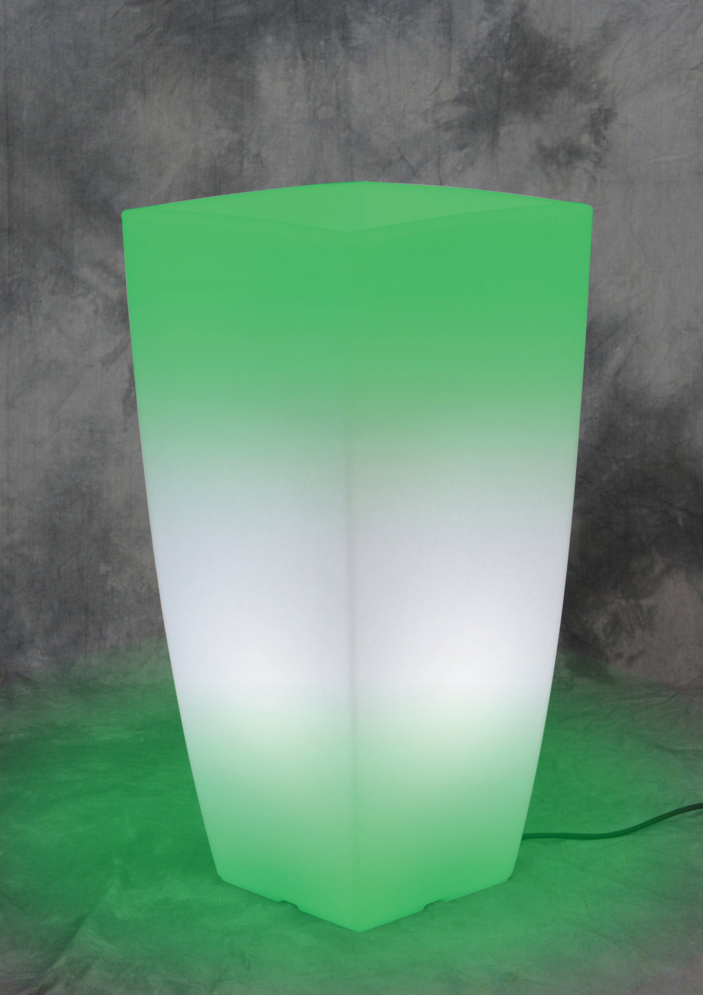 Q.TA' 1 VASO STILO SQUARE BRIGHT 33X33X70CM LUCE VERDE