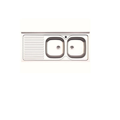 Q.TA' 1 LAVELLO APPOGGIO INOX 2 VASCHE DX + GOCCIOLATOIO SX 120 CM