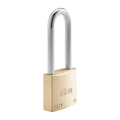 Q.TA' 10 ISEO P700 LUCCHETTO CITY ARCO LUNGO 30MM OTTONE