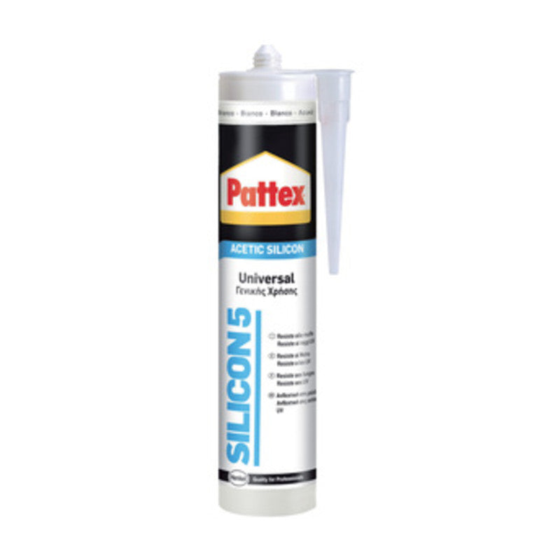 Q.TA' 25 PATTEX SILICON 5 UNIVERSALE TRASPAR 280 ML CARTUC