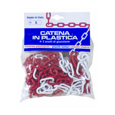 Q.TA' 1 PL CATENA PLASTICA BIANCO ROSSO D 8 MM DA 5 M