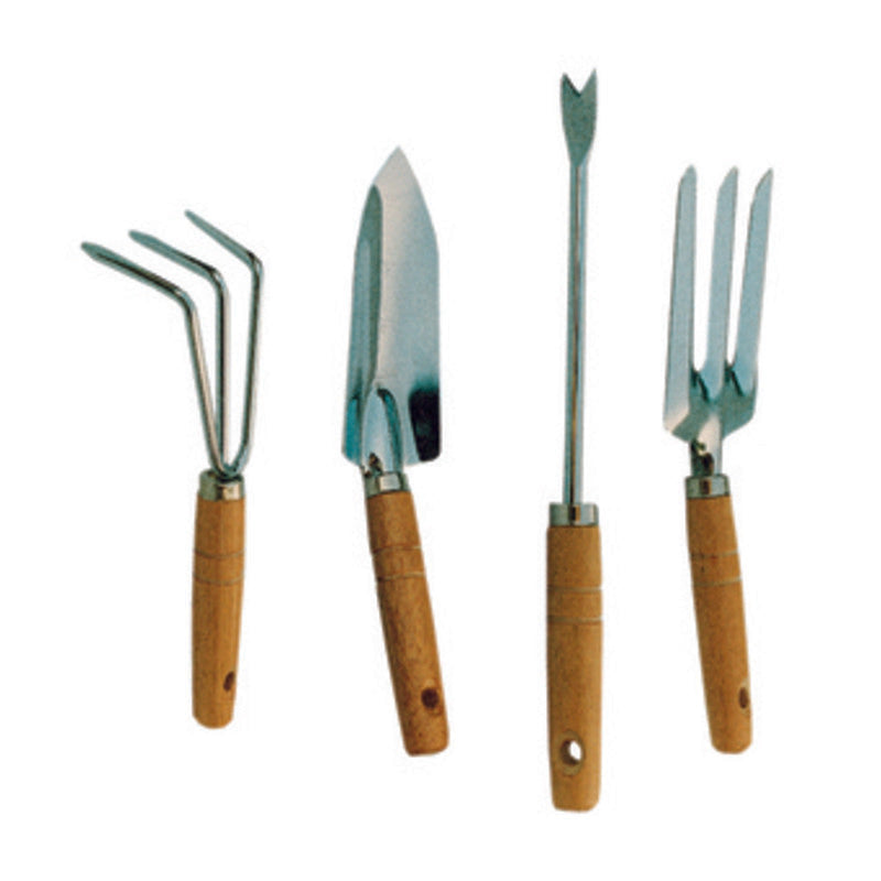 Q.TA' 6 SET 4 ATTREZZINI DA GIARDINO MANICO LEGNO IMP19660