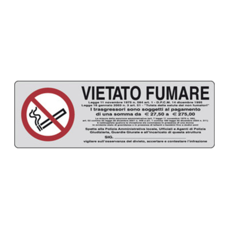 Q.TA' 10 ETICHETTA ADESIVA 150X50 VIETATO FUMARE