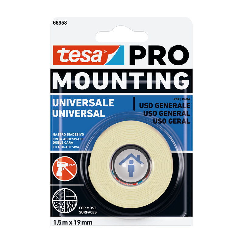 Q.TA' 12 NASTRO BIADESIVO TESA MOUNTING PRO UNIV 19MMX1,5M