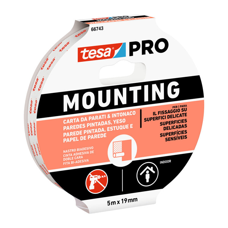 Q.TA' 10 NASTRO BIADESIVO TESA MOUNTING PRO MURO 19MMX5M