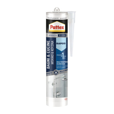Q.TA' 12 PATTEX SILICONE BAGNICUCINE RAPIDO TRASP 300 ML