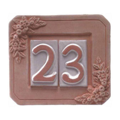 Q.TA' 5 PORTANUMERO IN TERRACOTTA 2 POSTI 18X16 CM