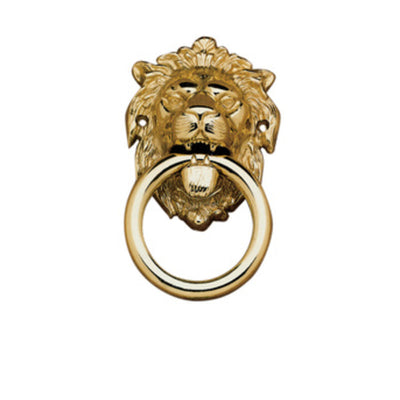 Q.TA' 2 BATTENTE OTTONE LEONE C/ANELLO 150 MM LUCIDO