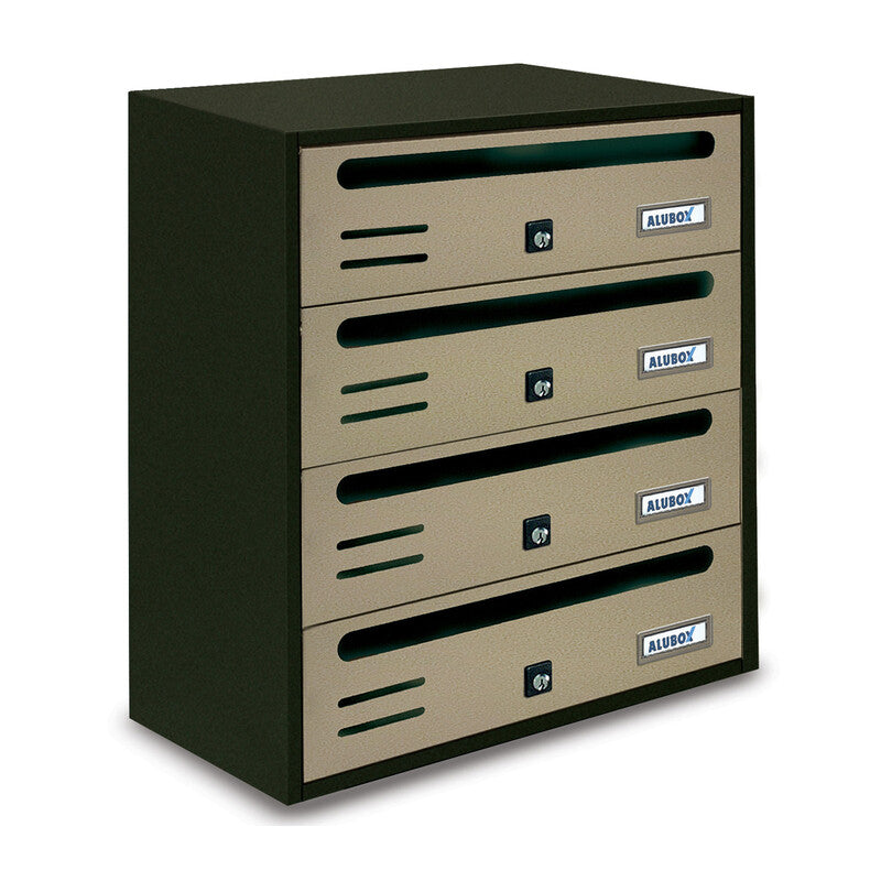 Q.TA' 1 CASSETTA POSTALE ALUBOX CUBO/R 4 38,5X25X43 SABBIA