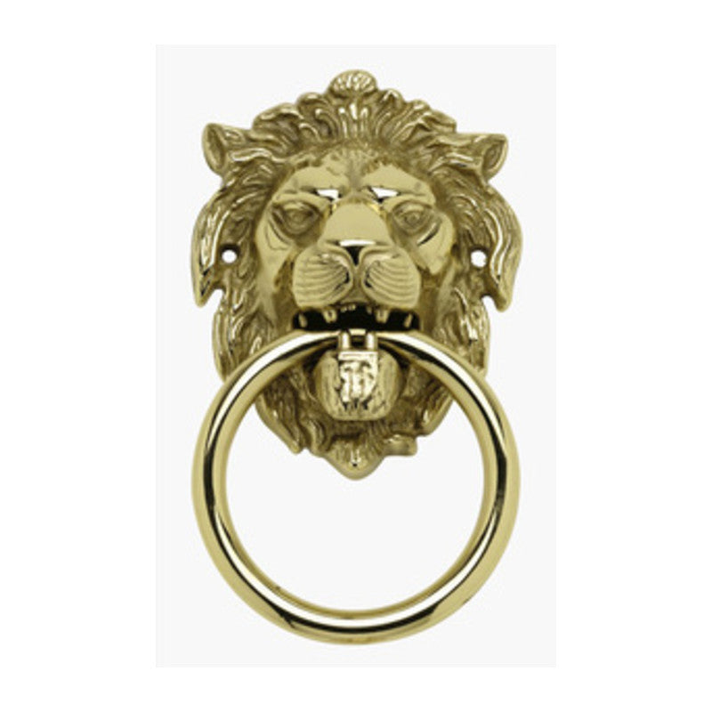 Q.TA' 2 BATTENTE OTTONE LEONE C/ANELLO 150 MM ANTICATO