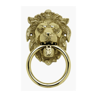 Q.TA' 2 BATTENTE OTTONE LEONE C/ANELLO 150 MM ANTICATO