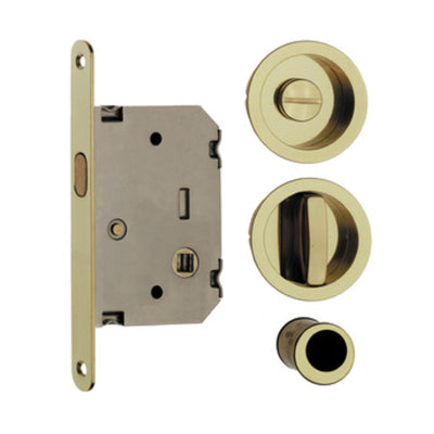 Q.TA' 1 KIT MANIGLIE TONDO C/SERRATURA PORTE SCORR CRO SAT