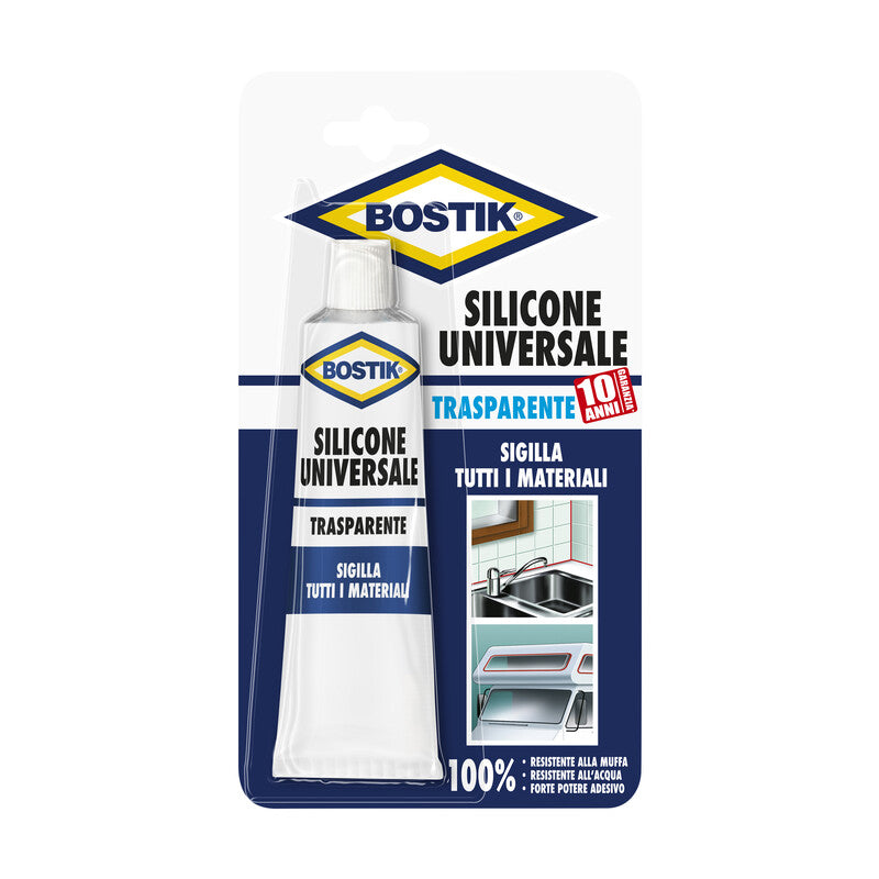 Q.TA' 12 BOSTIK SILICONE UNIVERSALE 60 ML TRASPAR BLISTER