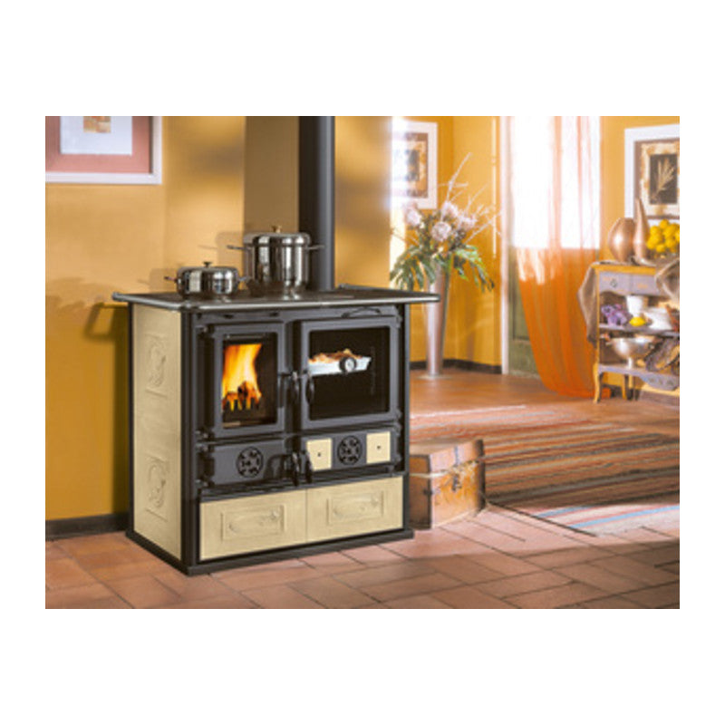 Q.TA' 1 STUFA CUCINA LEGNA 8.8 KW ROSA 5.0 VST CERAM PANNA V5