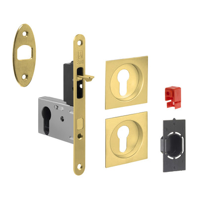 Q.TA' 1 KIT MANIGLIE QUADRO PORTA SCORR CILINDRO EASY G500T OTTONATO LUCIDO