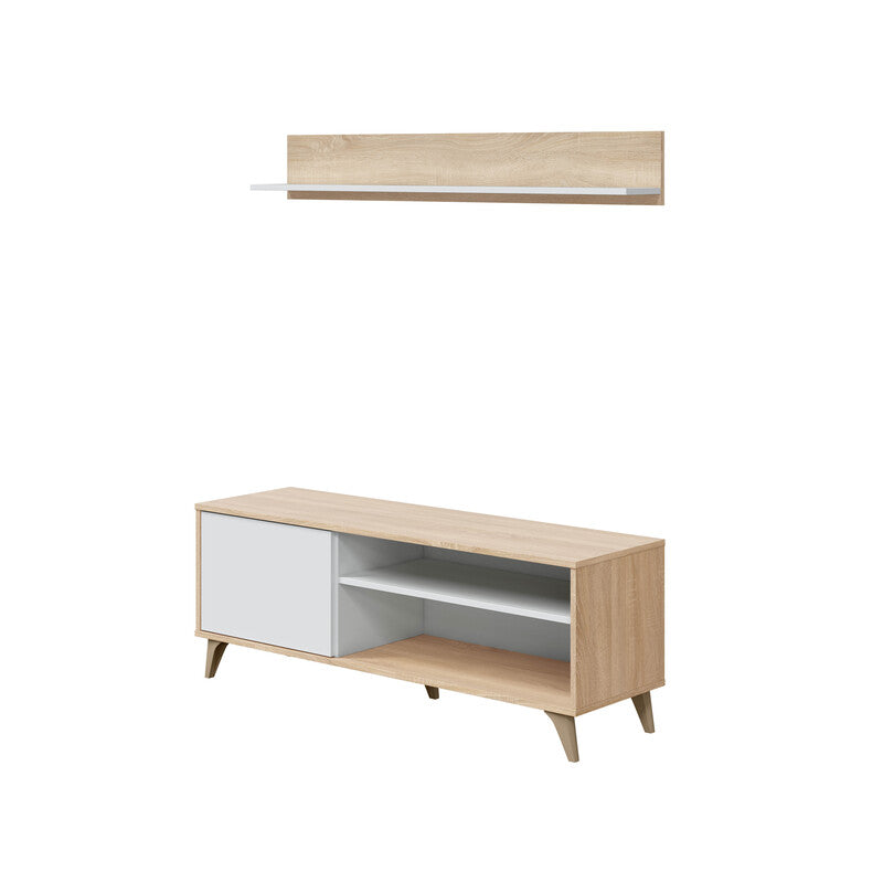 Q.TA' 1 KIT PORTA TV MENSOLA 135X40XH50 CM ROVERE BIANCO