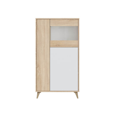 Q.TA' 1 KIT MOBILE C/VETRINA 77X33XH142 CM ROVERE BIANCO