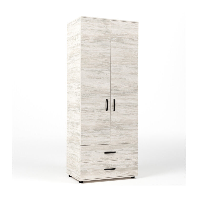 Q.TA' 1 KIT ARMADIO 2 ANTE + 2 CASSETTI 80X52X205 CM BIANCO VEN.K083
