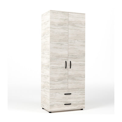 Q.TA' 1 KIT ARMADIO 2 ANTE + 2 CASSETTI 80X52X205 CM BIANCO VEN.K083