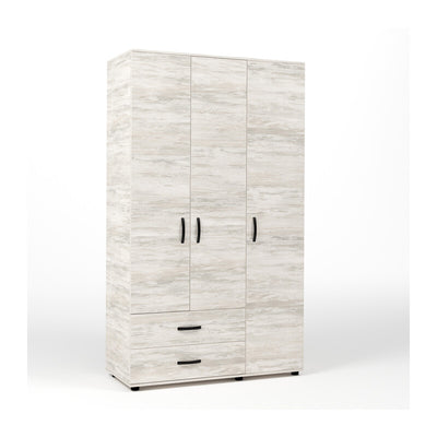 Q.TA' 1 KIT ARMADIO 3 ANTE + 2 CASSETTI 120X52X205 CM BIANCO VEN.K083