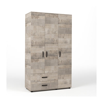 Q.TA' 1 KIT ARMADIO 3 ANTE + 2 CASSETTI 120X52X205 CM ROVERE PLAT.K355