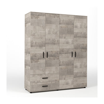 Q.TA' 1 KIT ARMADIO 4 ANTE + 2 CASSETTI 160X52X205 CM ROVERE PLAT.K355