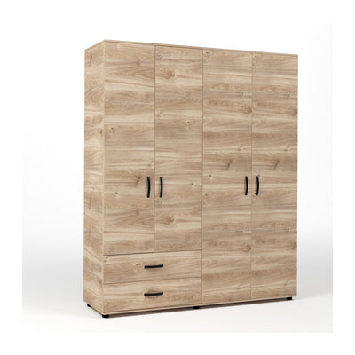 Q.TA' 1 KIT ARMADIO 4 ANTE + 2 CASSETTI 160X52X205 CM ROVERE M. K358