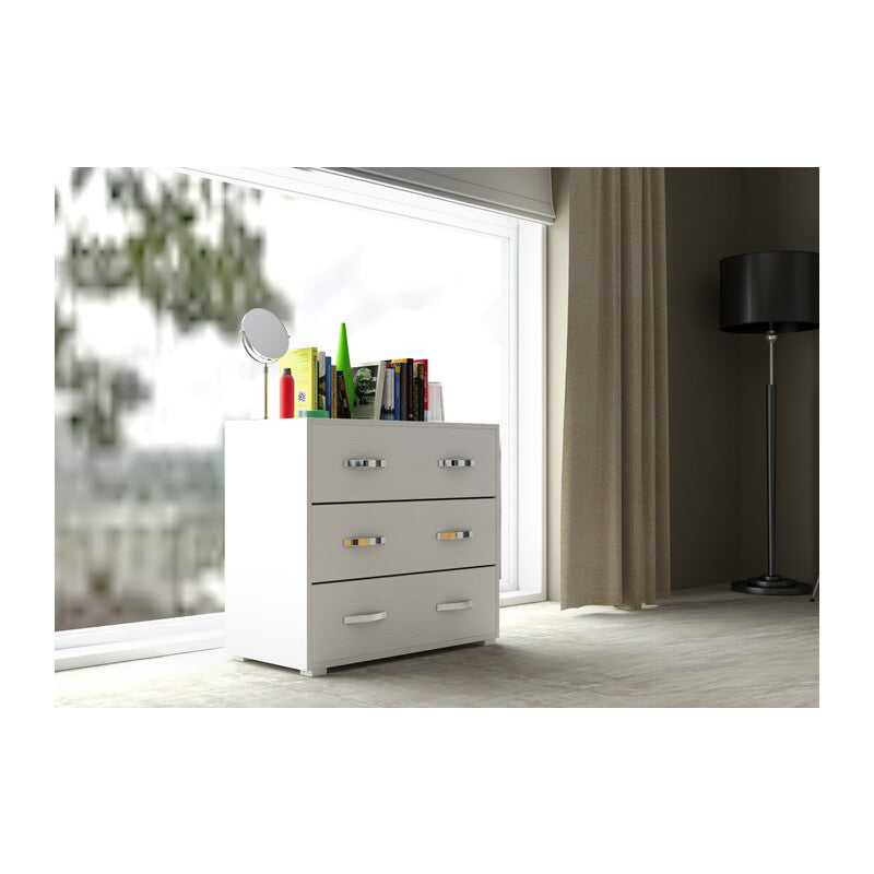 Q.TA' 1 LINEA MODERN CASSETTIERA 3C BIAN FRAS 81X91X45