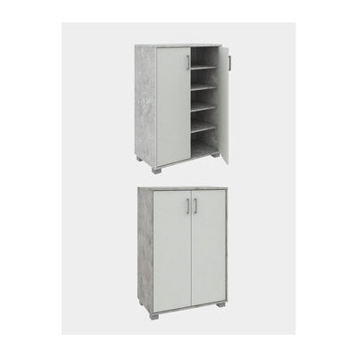 Q.TA' 1 MOBILE BASSO 2A MULTIUSO 60X35X90 CEMENTO/BIANCO FRASSINO