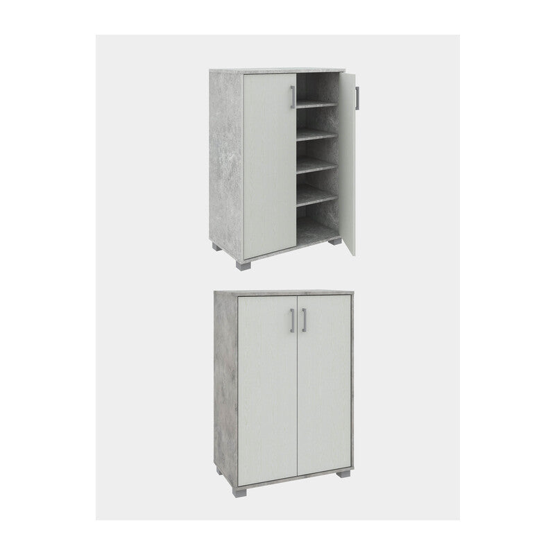 Q.TA' 1 MOBILE BASSO 2A MULTIUSO 60X35X90 CEMENTO/BIANCO FRASSINO