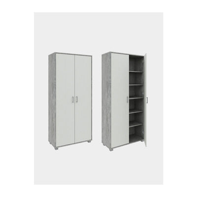 Q.TA' 1 MOBILE ALTO 2A MULTIUSO 78X35XH170CM CEMENTO/BIANCO FRASSINO