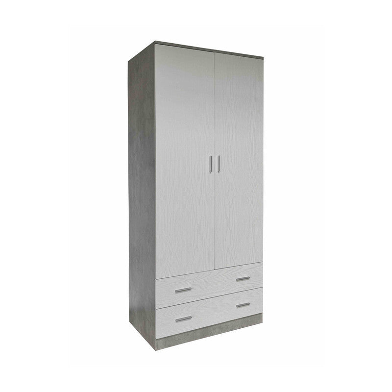 Q.TA' 1 ARMADIO SPACE 2+2C CEMENTO/BIANCO F.CM 80X52X190