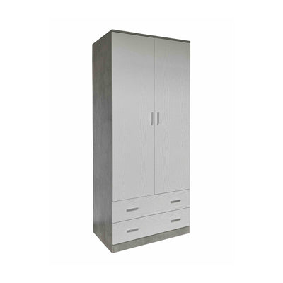 Q.TA' 1 ARMADIO SPACE 2+2C CEMENTO/BIANCO F. 80X52X190CM