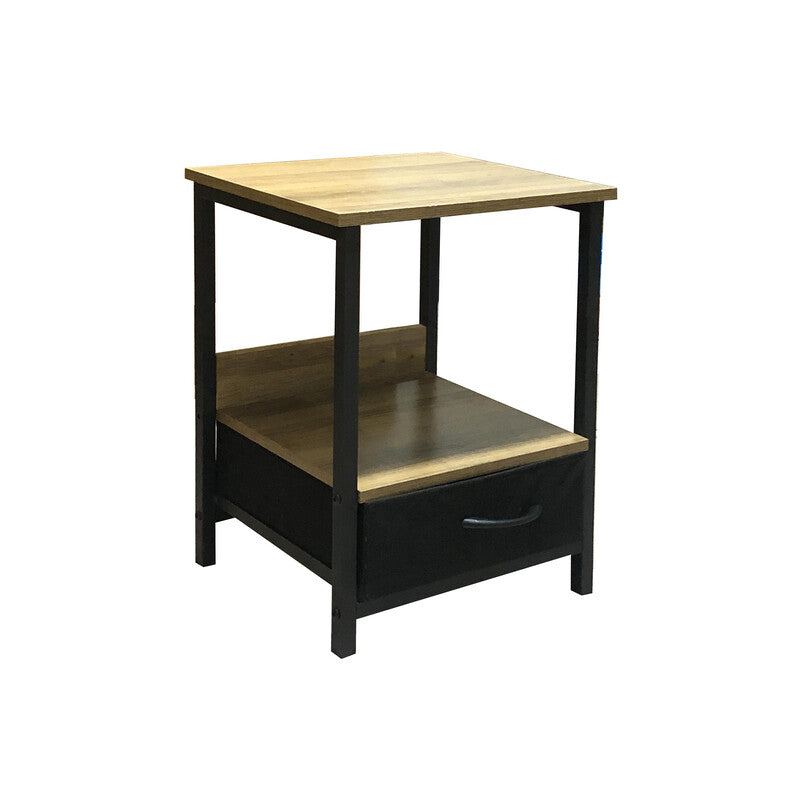 Q.TA' 1 INDUSTRIAL COMODINO 1C METAL/QUERCIA 40X35X55 CM