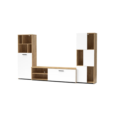 Q.TA' 1 PARETE ATTREZZATA JOY CM 240X35X137 ROVERE GOLD/BI