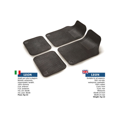 Q.TA' 1 SET TAPPETO AUTO IN GOMMA POLAR 4 PEZZI