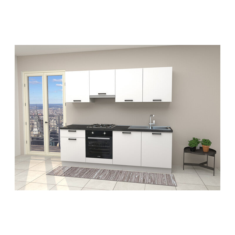Q.TA' 1 CUCINA SILVIA 240 BIANCO TOP ANTRACITE NON FORATO