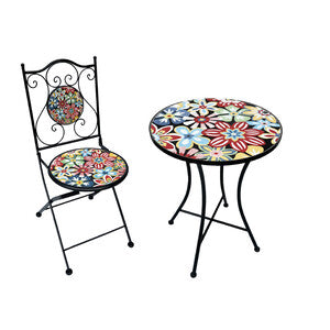 Q.TA' 1 C SET TAVOLO TONDO MOSAICO C/2 SEDIE ANTIBES