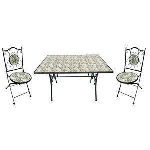 Q.TA' 1 C SET TAVOLO RETTANG MOSAICO C/2 SEDIE MONTECARLO