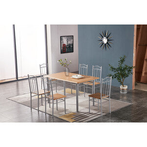 Q.TA' 1 SET 6 SEDIE LEGNO CHIARO