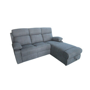 Q.TA' 1 DIVANO ANGOLARE 3P RECLINER PENISOLA SX GRIGIO