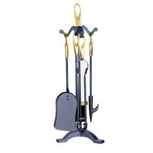 Q.TA' 1 C SET ATTREZZI CAMINO C/STAND 5 ORO