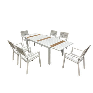 Q.TA' 1 C SET TAVOLO ESTENSIBILE C/6 SEDIE ALU ICE