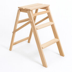 Q.TA' 1 SGABELLO LEGNO A 3 GRADINI PIEGHEVOLE NATURALE